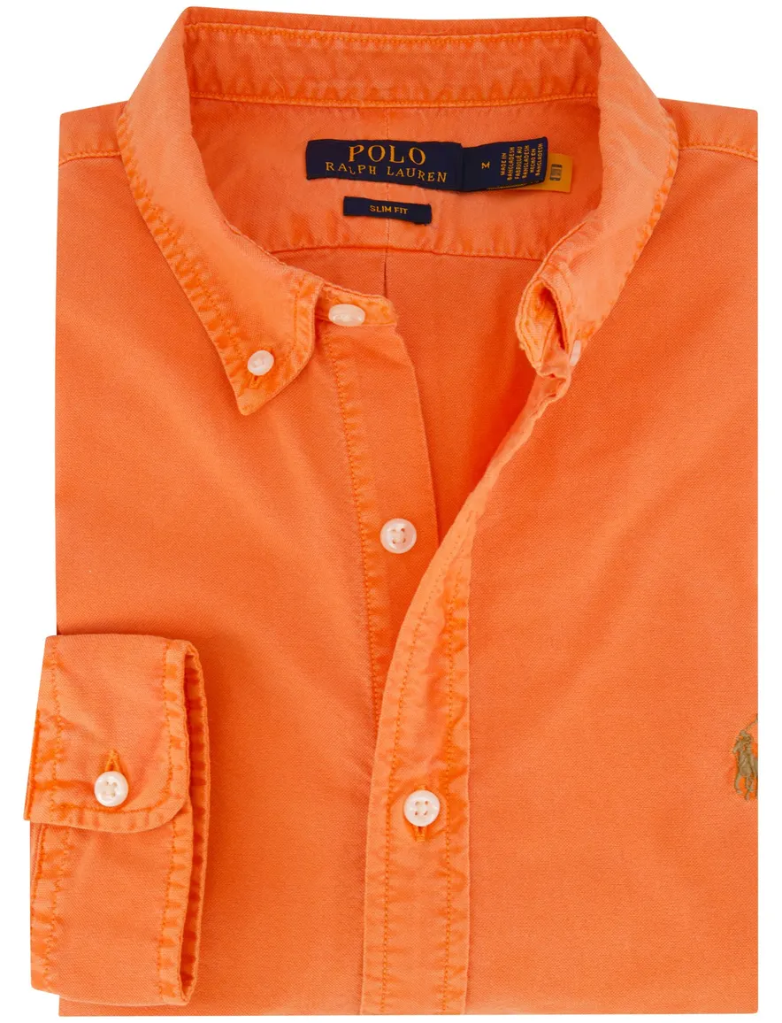 Polo Ralph Lauren overhemd oranje slim fit effen