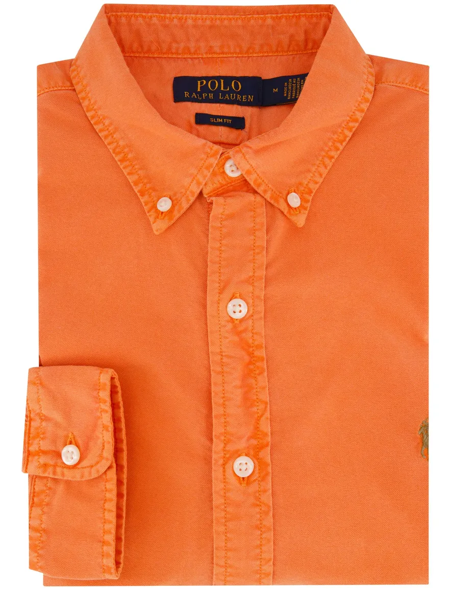 Polo Ralph Lauren overhemd oranje slim fit effen