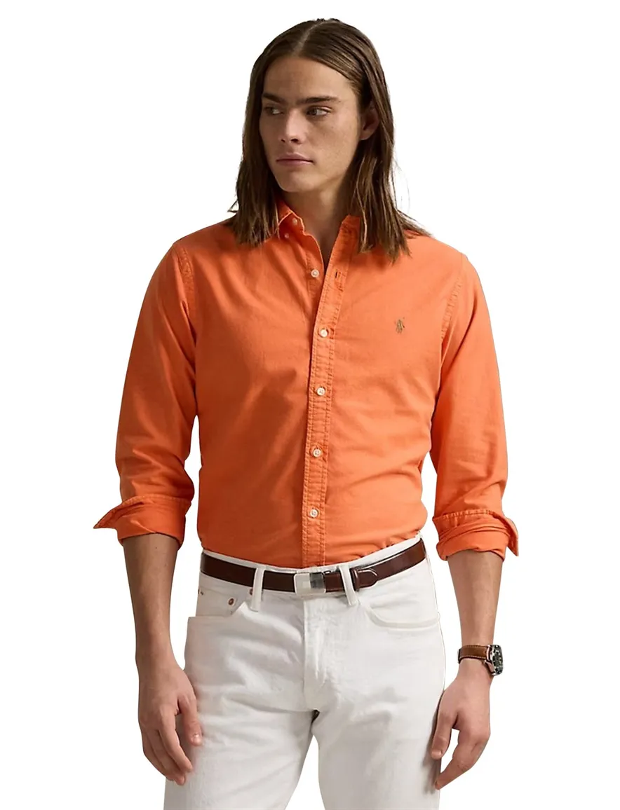 Polo Ralph Lauren overhemd oranje slim fit effen