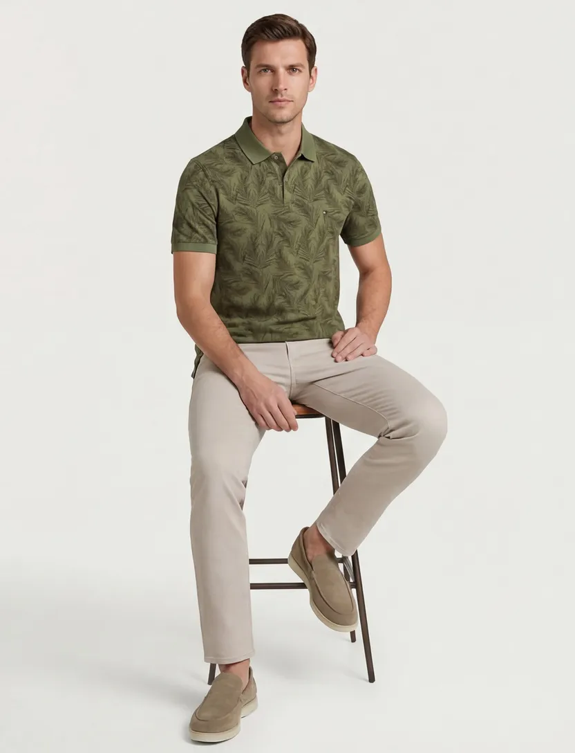 Tommy Hilfiger polo groen geprint katoen normale fit