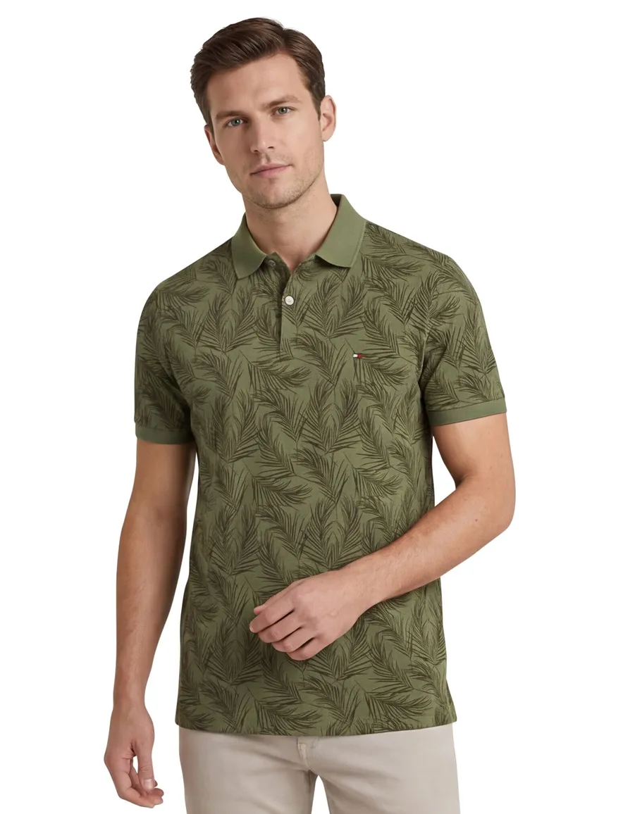 Tommy Hilfiger polo groen geprint katoen normale fit