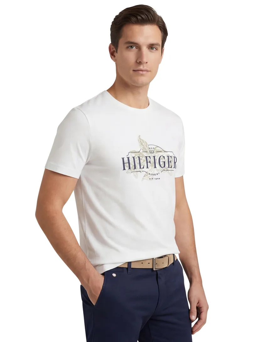 katoenen Tommy Hilfiger T-shirt wit opdruk normale fit