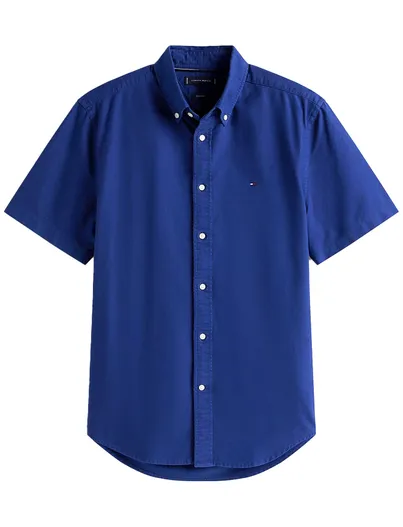 Tommy Hilfiger Tommy Hilfiger overhemd korte mouw kobalt Plus