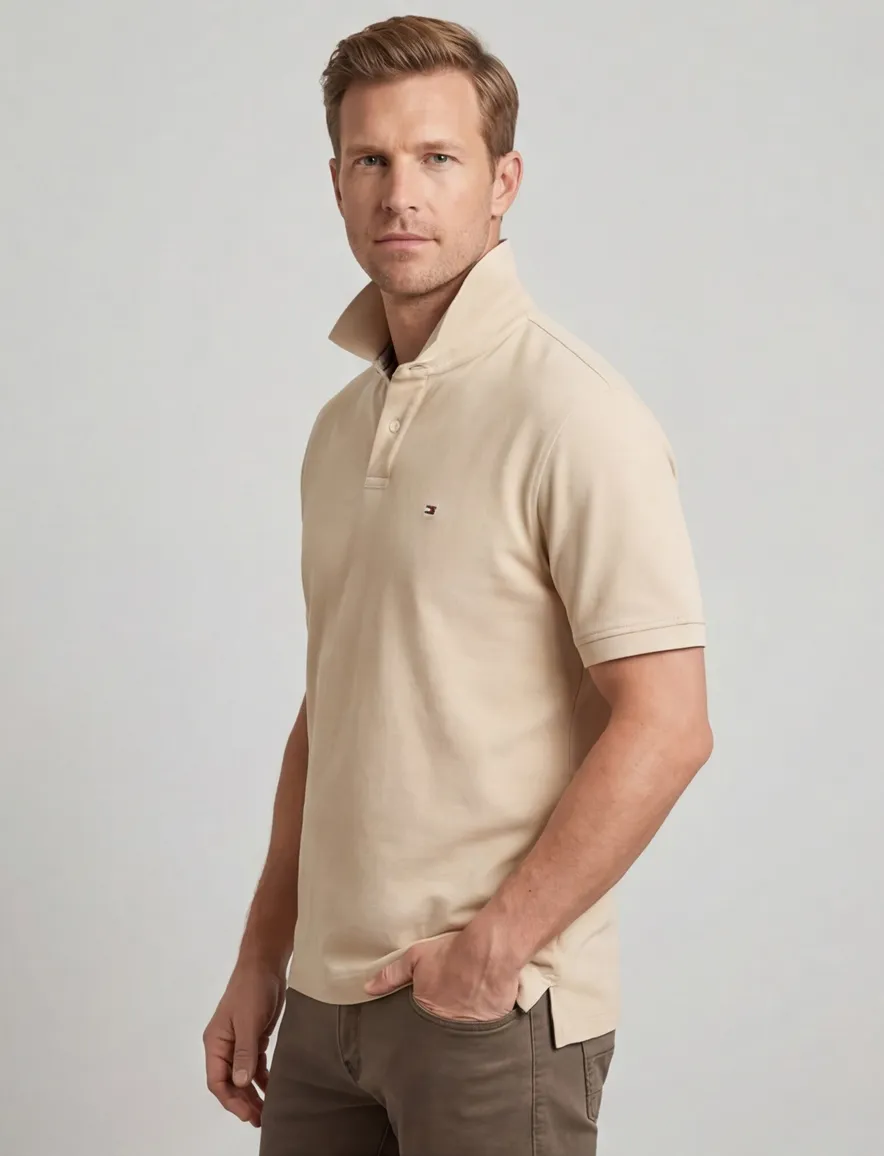 poloshirt korte mouw beige Tommy Hilfiger Big & Tall