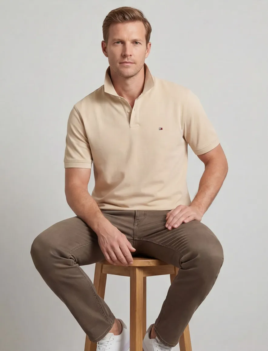 poloshirt korte mouw beige Tommy Hilfiger Big & Tall