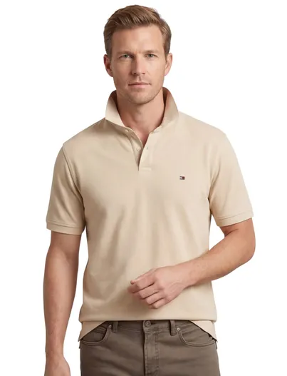 Tommy Hilfiger poloshirt korte mouw beige Tommy Hilfiger Big & Tall