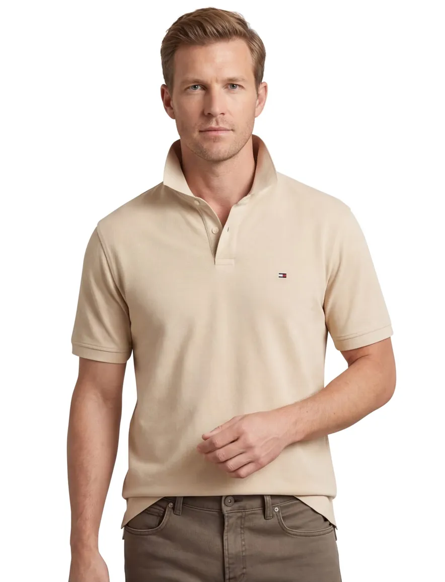 poloshirt korte mouw beige Tommy Hilfiger Big & Tall