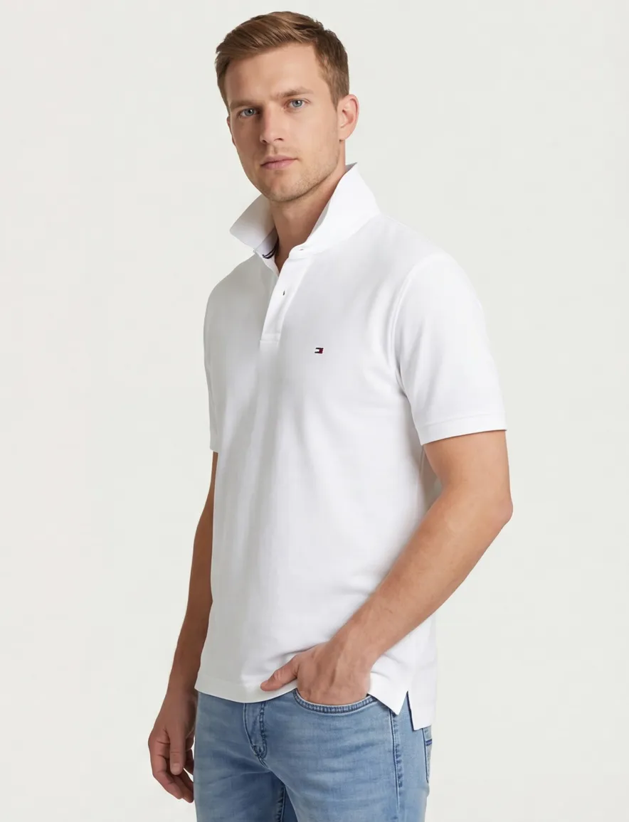 poloshirt korte mouw wit Tommy Hilfiger Big & Tall