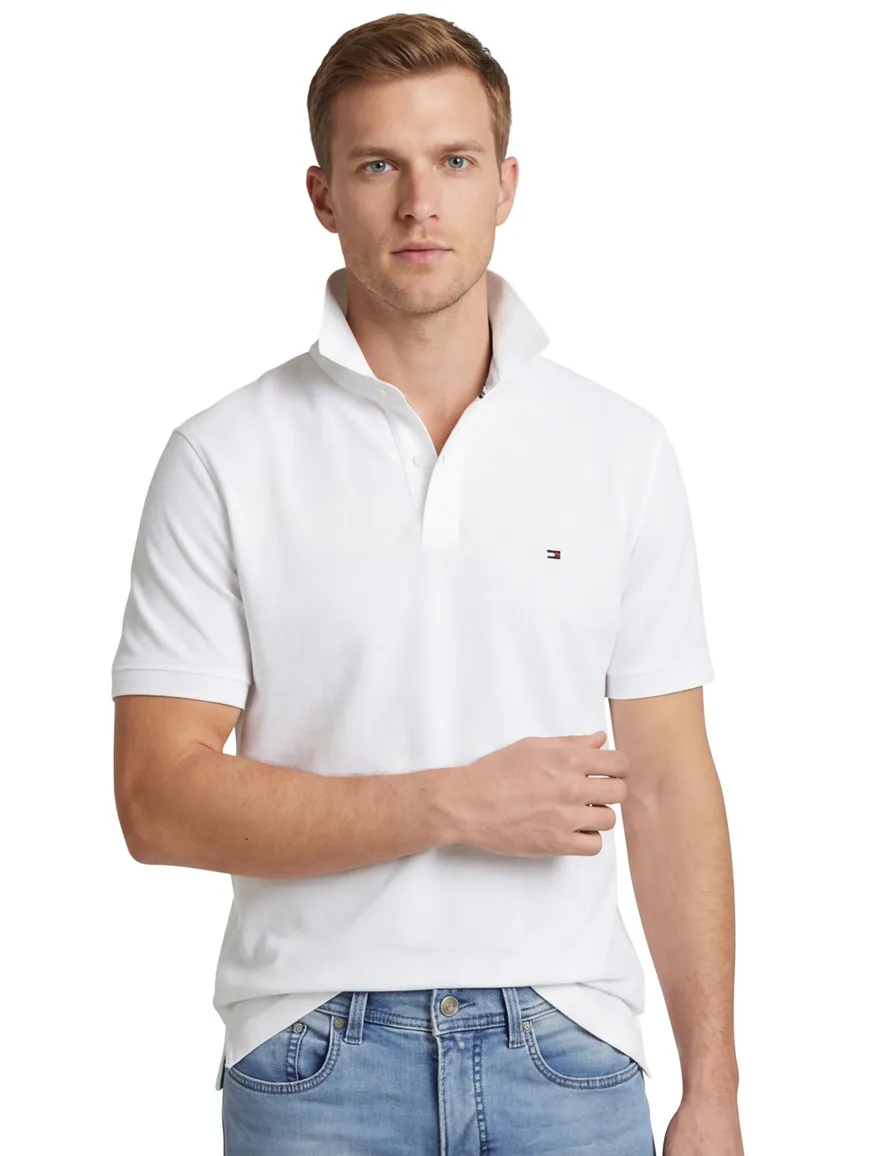 poloshirt korte mouw wit Tommy Hilfiger Big & Tall