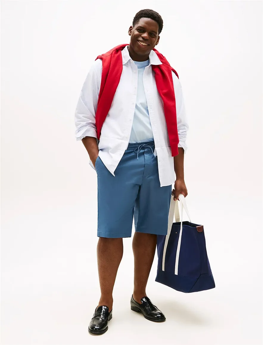 Tommy Hilfiger big & tall bermuda blauw effen katoen