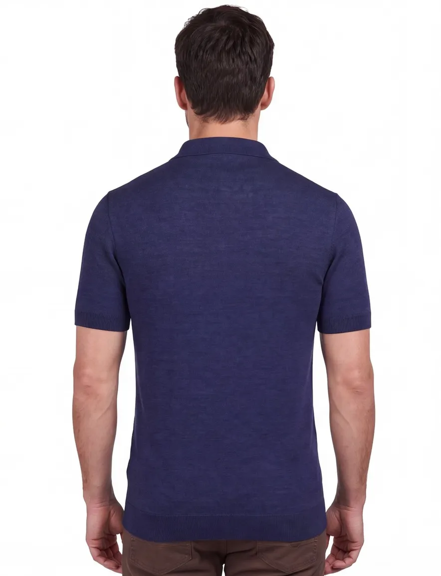 Barbour polo donkerblauw knit korte mouw