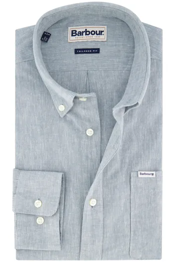 Barbour Barbour overhemd linnenmix blauw met borstzak