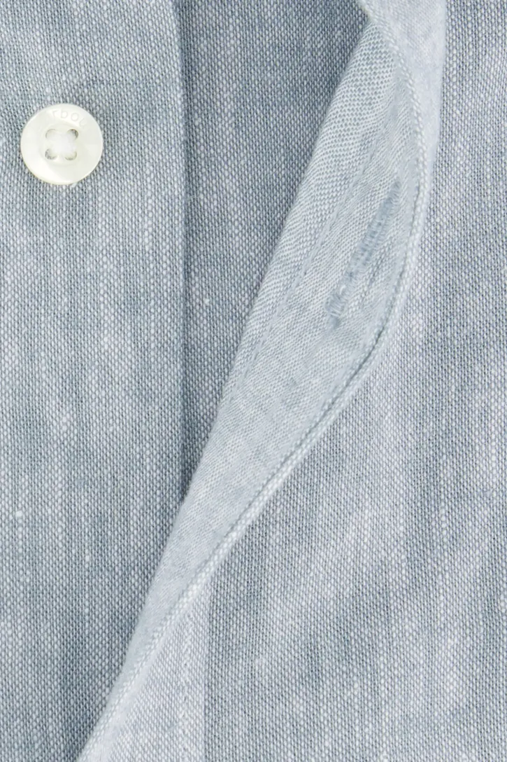 Barbour overhemd linnenmix blauw button-down