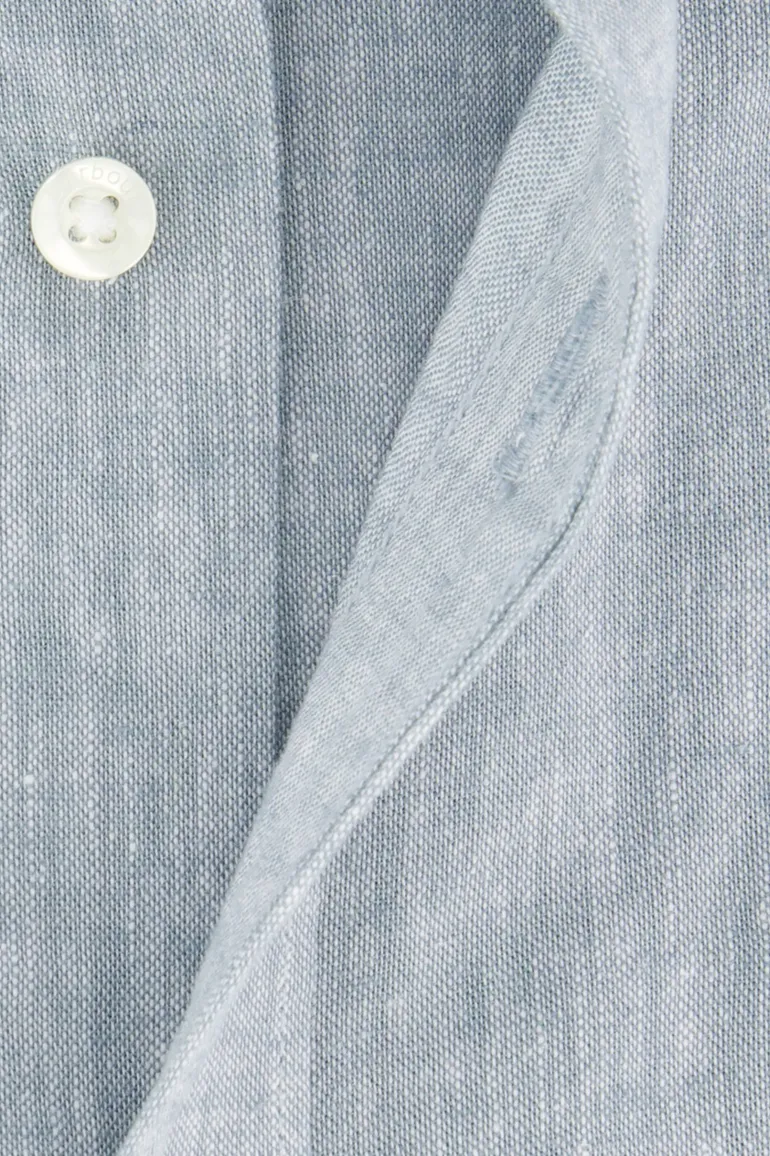 Barbour overhemd linnenmix blauw met borstzak