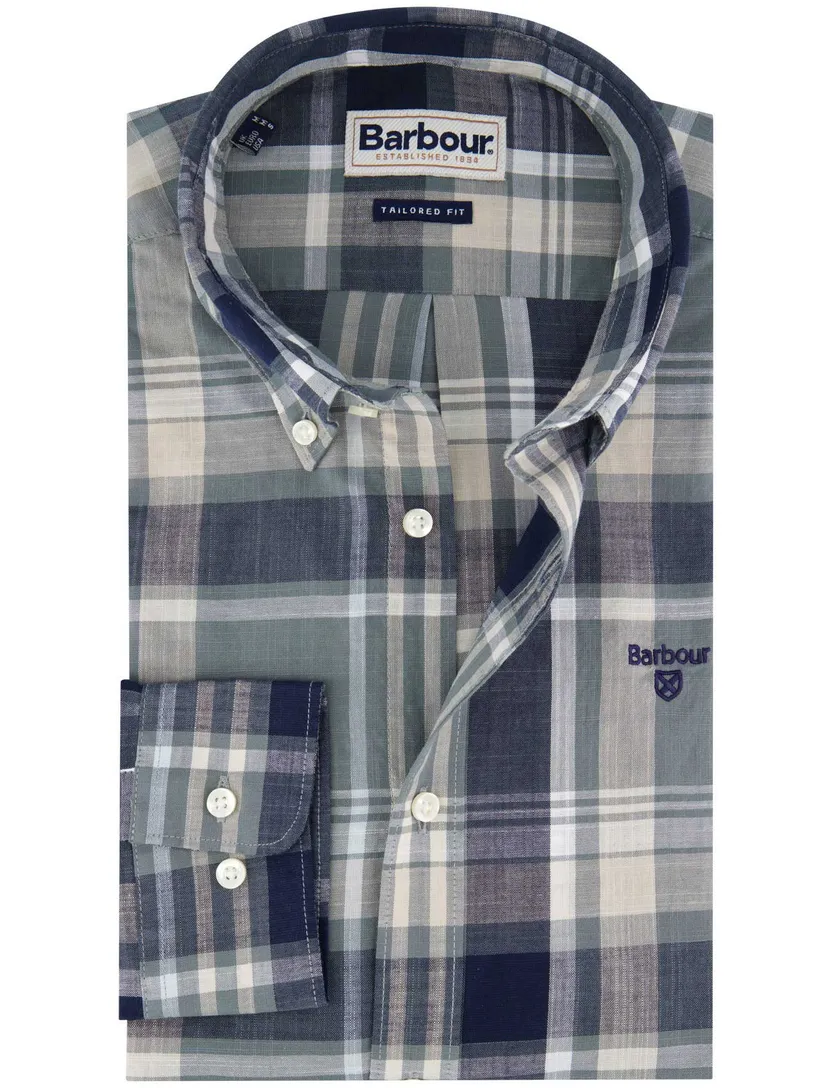 Barbour overhemd groen Tailored Fit 100% katoen