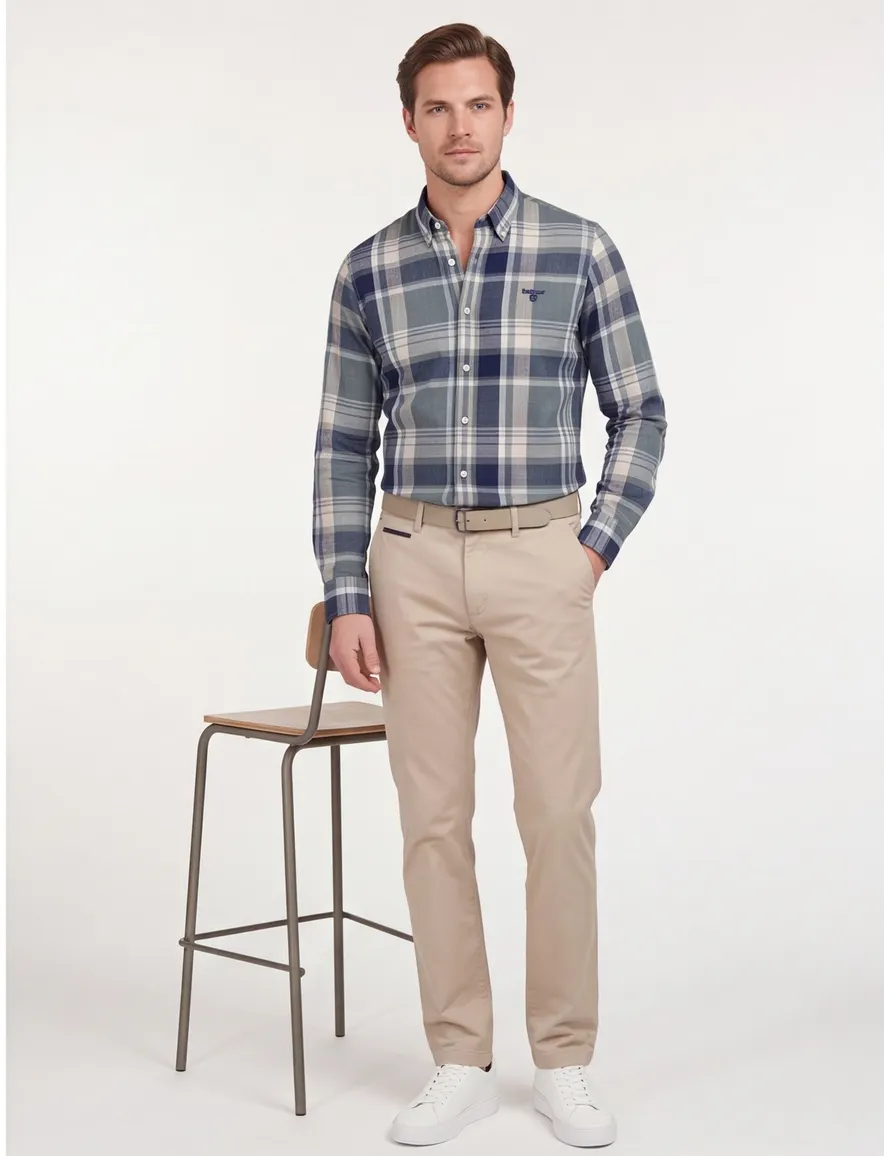 Barbour overhemd blauw geruit Tailored Fit