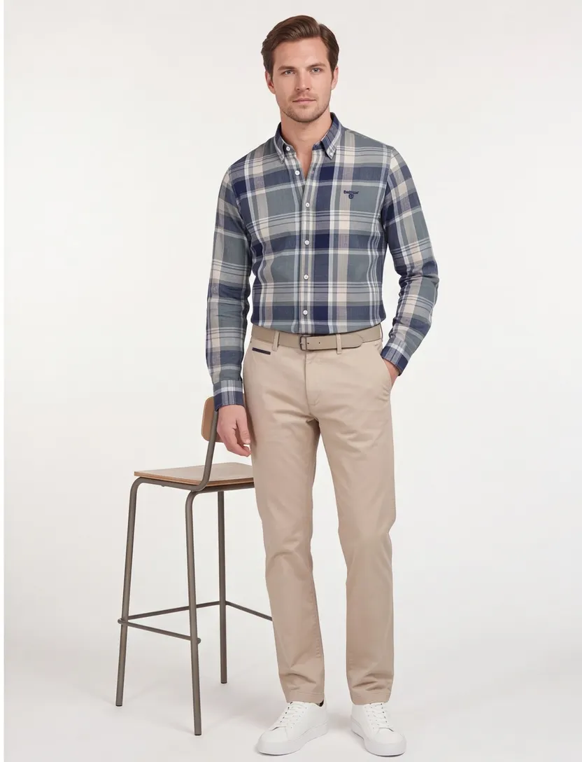 Barbour overhemd groen Tailored Fit 100% katoen