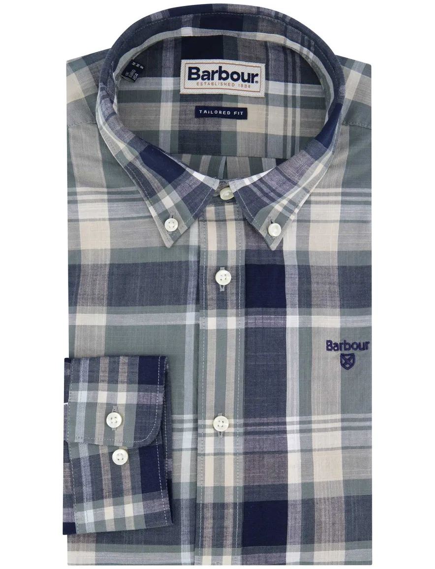 Barbour overhemd blauw geruit Tailored Fit