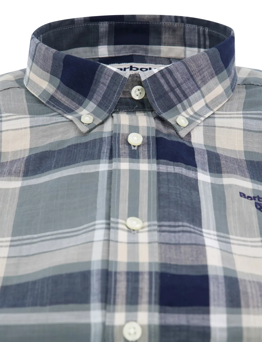 Barbour overhemd blauw geruit Tailored Fit