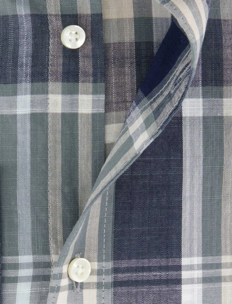 Barbour overhemd blauw geruit Tailored Fit