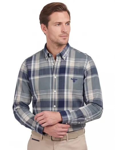Barbour Barbour overhemd blauw geruit Tailored Fit