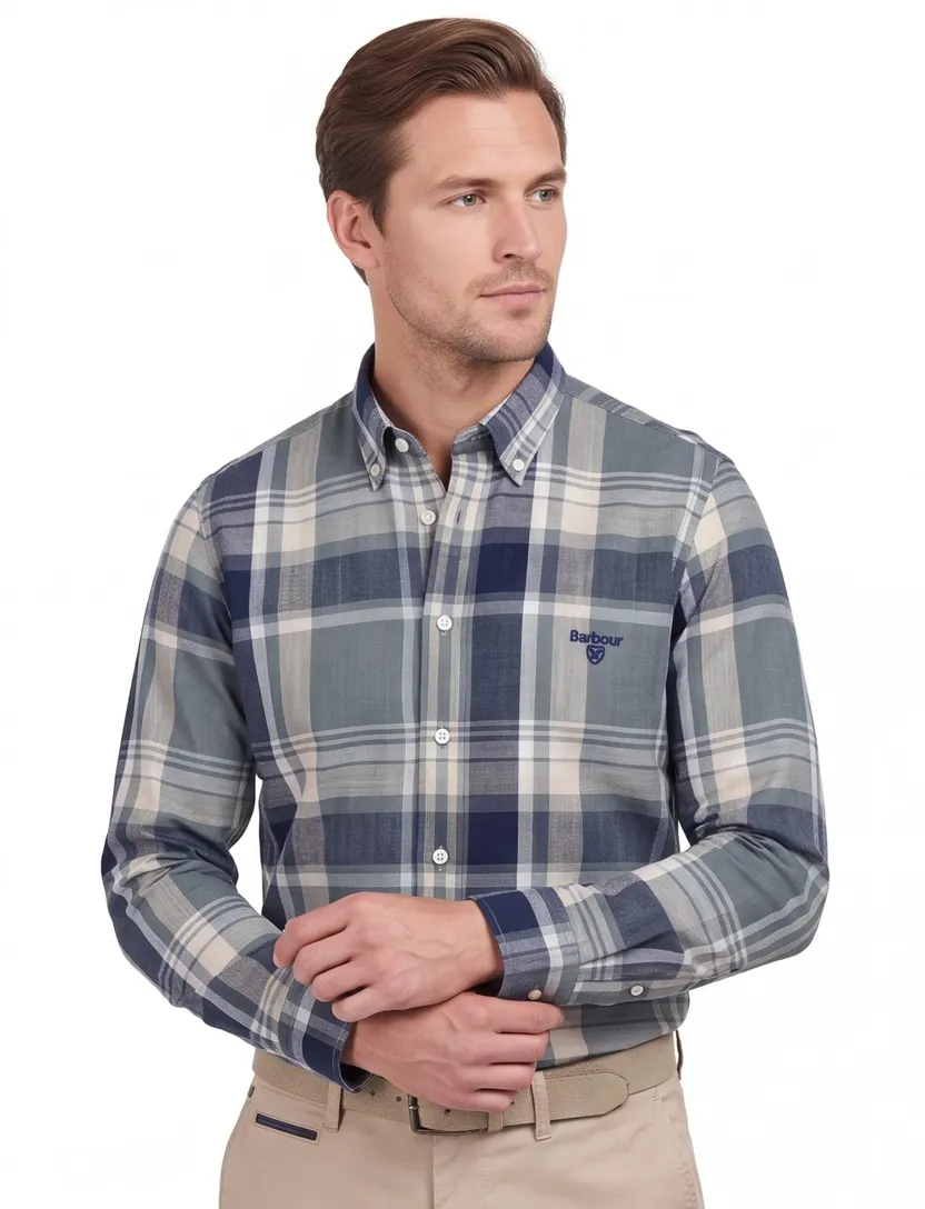 Barbour overhemd groen Tailored Fit 100% katoen