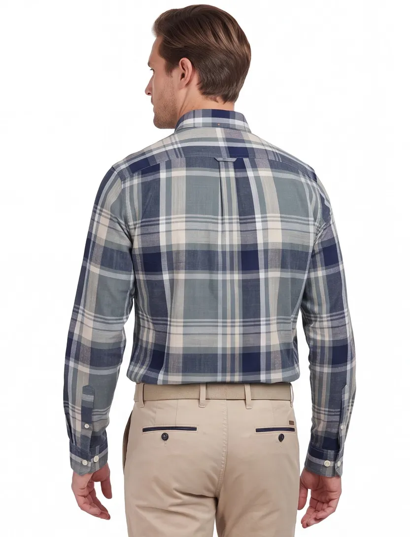 Barbour overhemd groen Tailored Fit 100% katoen