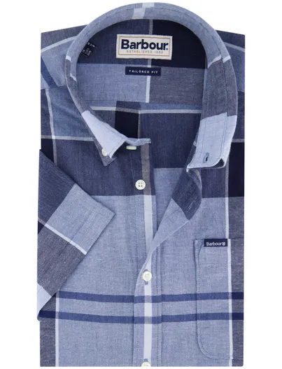 Barbour Barbour overhemd donkerblauw tailored fit met borstzak
