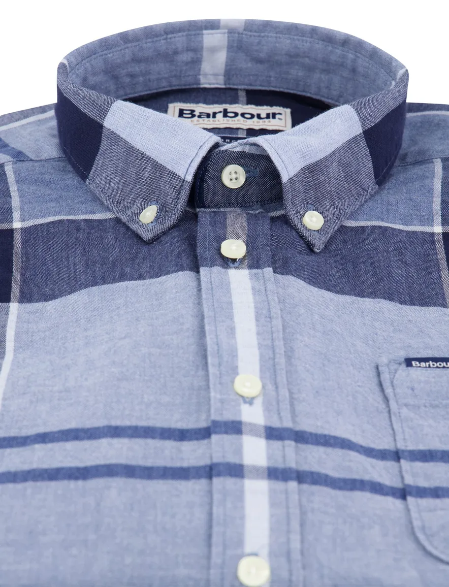 Barbour overhemd donkerblauw tailored fit met borstzak