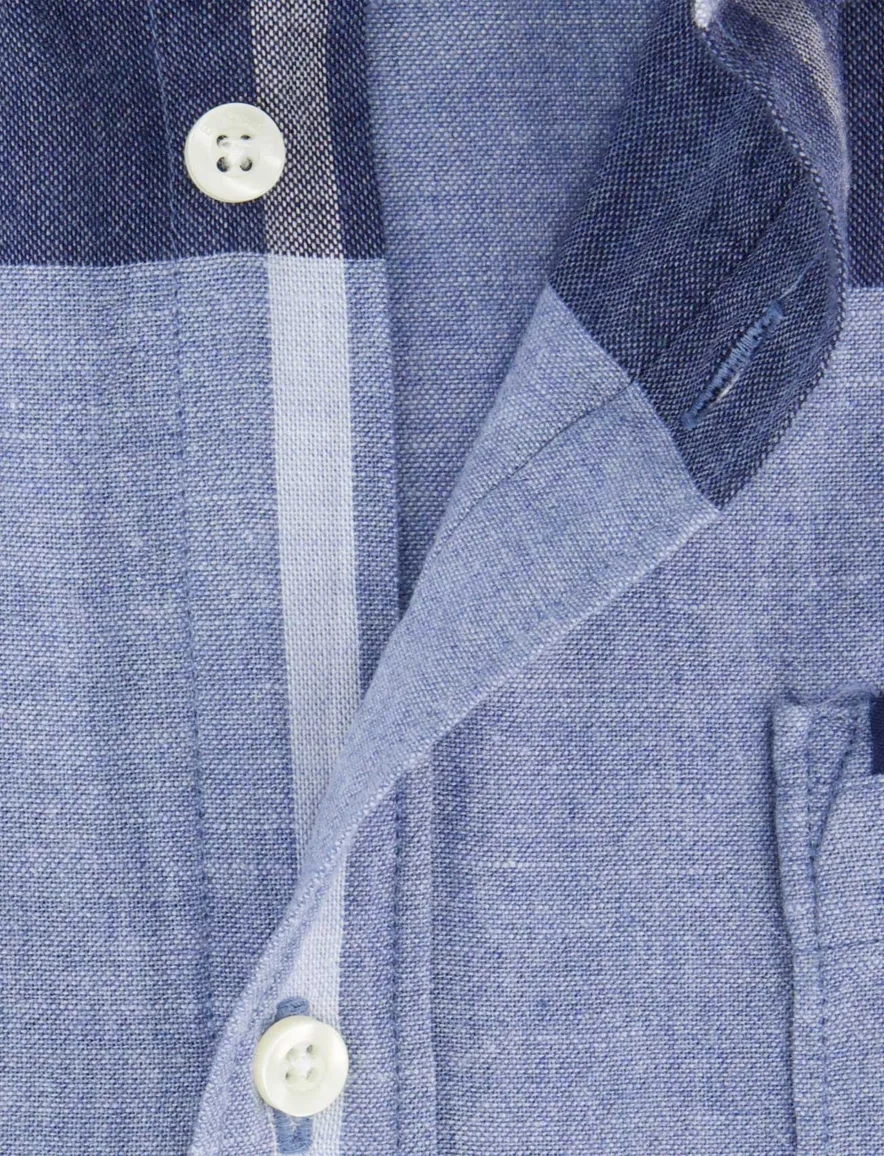 Barbour overhemd donkerblauw tailored fit met borstzak