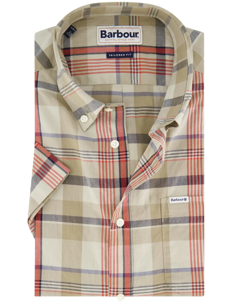 Barbour overhemd beige tailored fit 100% katoen