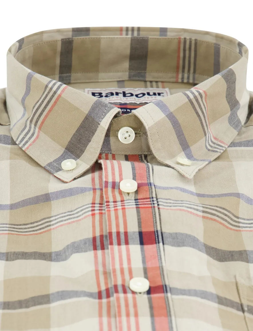 Barbour overhemd beige tailored fit 100% katoen