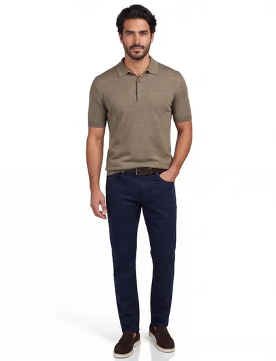 Barbour Barbour polo khaki korte mouw normale fit katoen