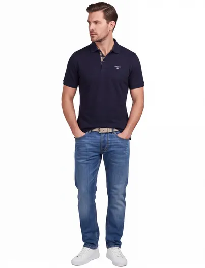 Barbour Barbour Sutton polo navy tailored fit korte mouw