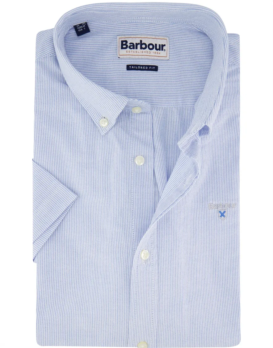 Barbour overhemd korte mouw blauw gestreept korte mouw