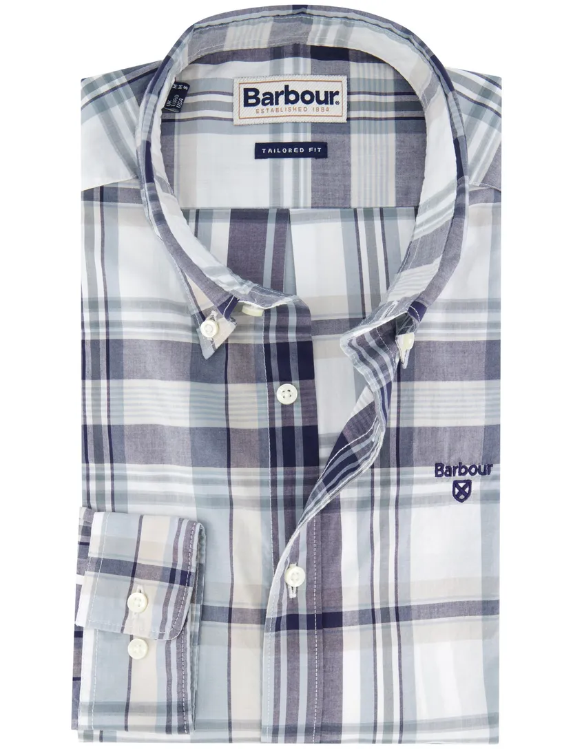 Barbour katoenen overhemd wit/blauw geruit
