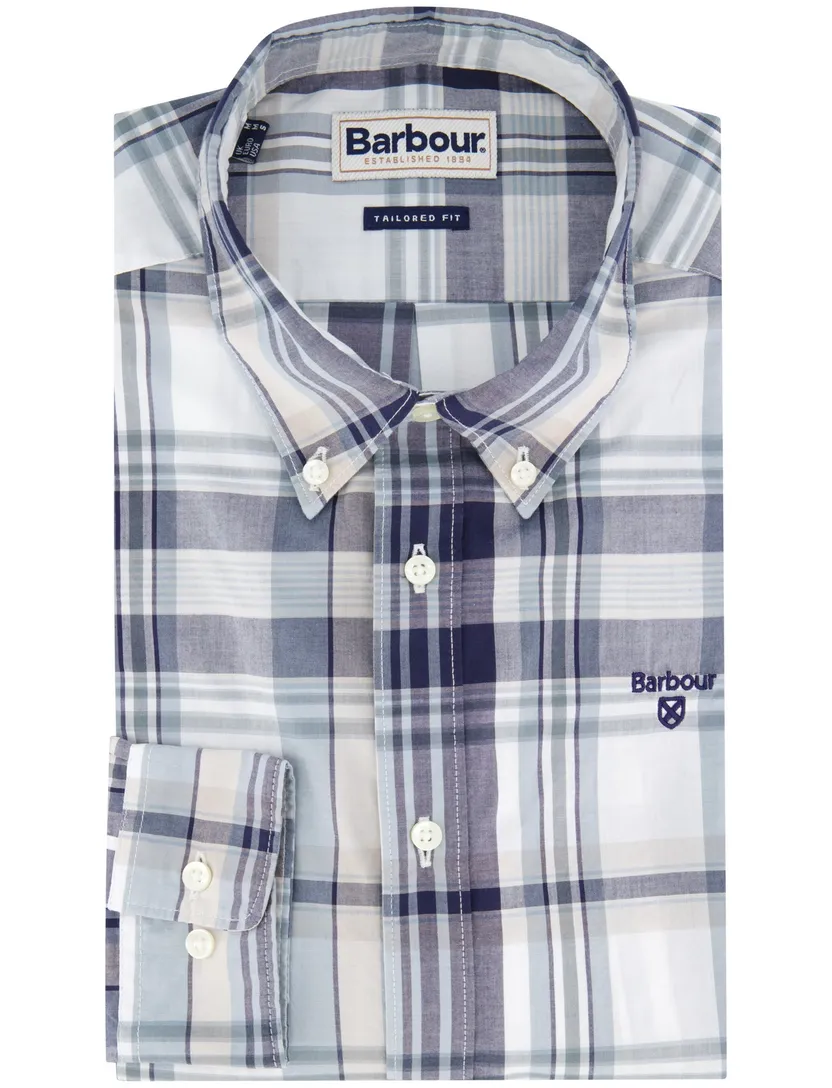 Barbour katoenen overhemd wit/blauw geruit