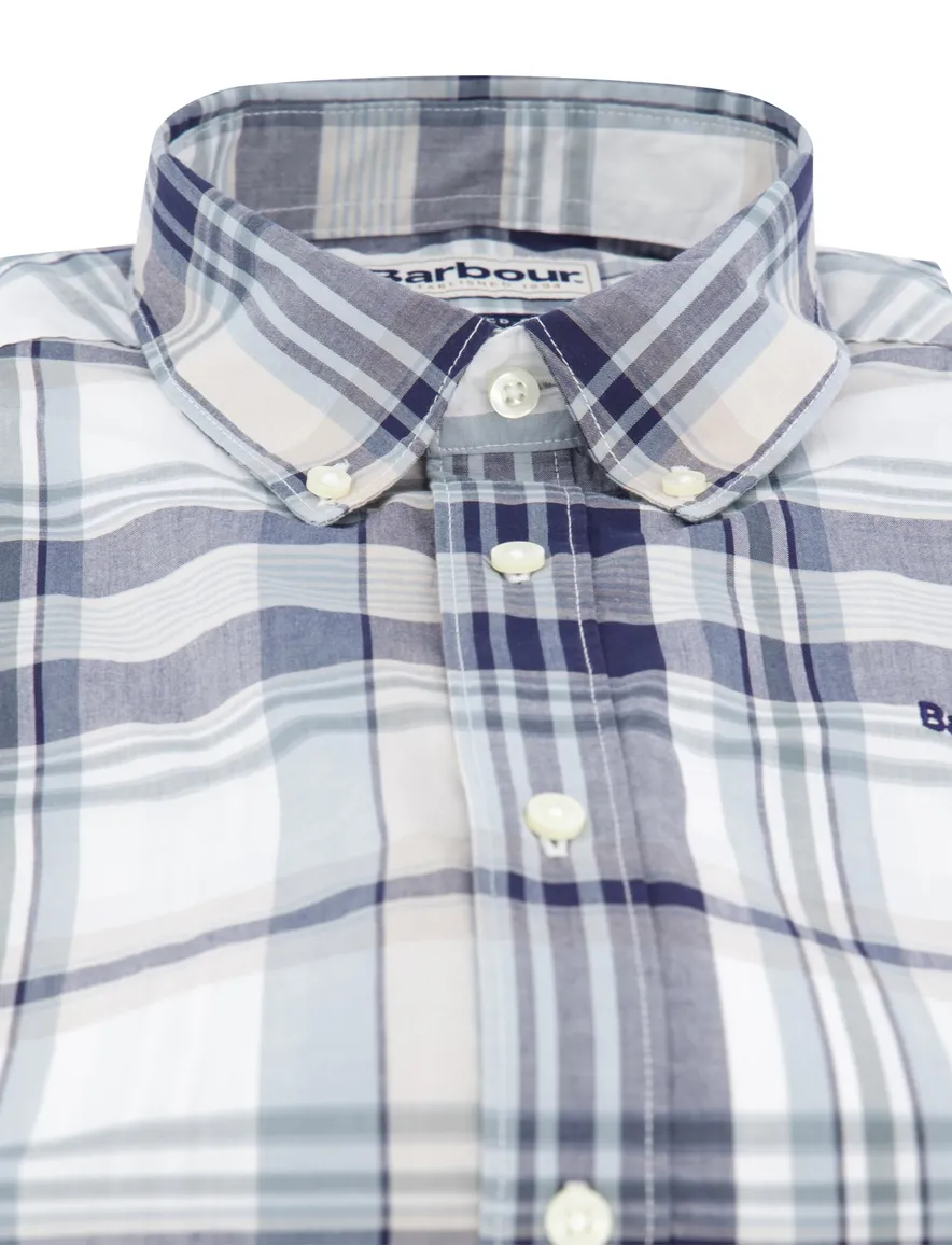 Barbour overhemd wit/blauw geruit katoen