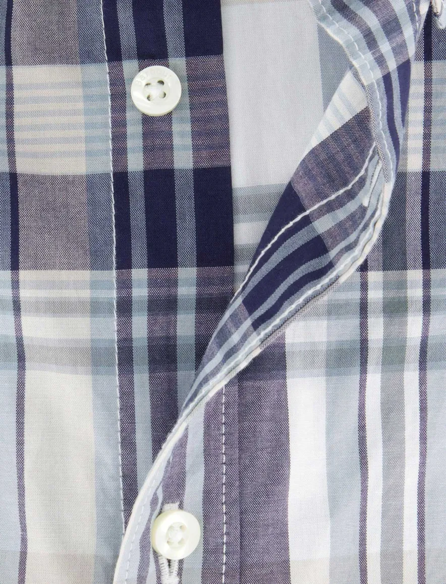 Barbour overhemd wit/blauw geruit katoen
