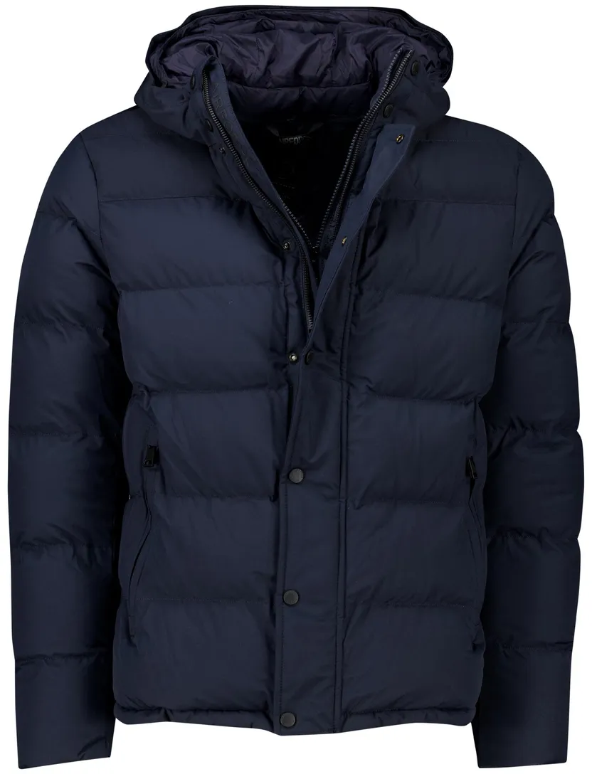 winterjas Airforce gewatteerd effen donkerblauw normale fit