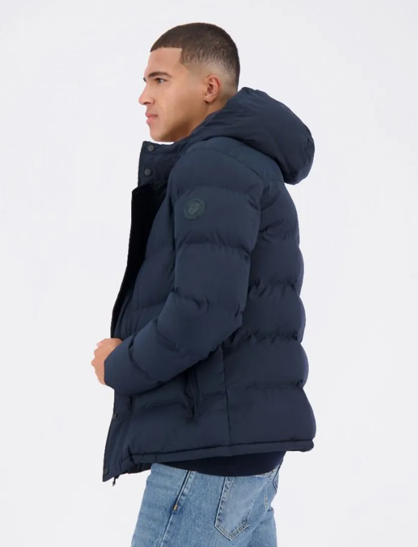 winterjas Airforce gewatteerd effen donkerblauw normale fit
