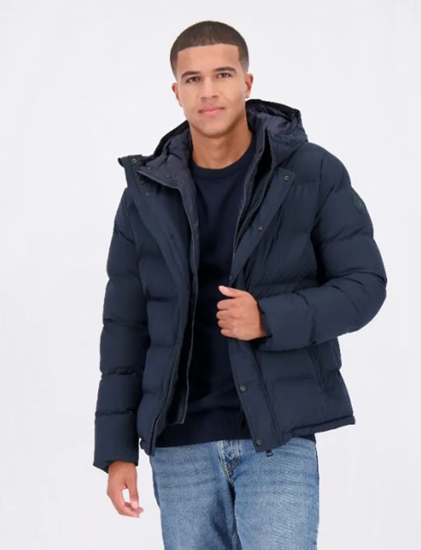 winterjas Airforce gewatteerd effen donkerblauw normale fit