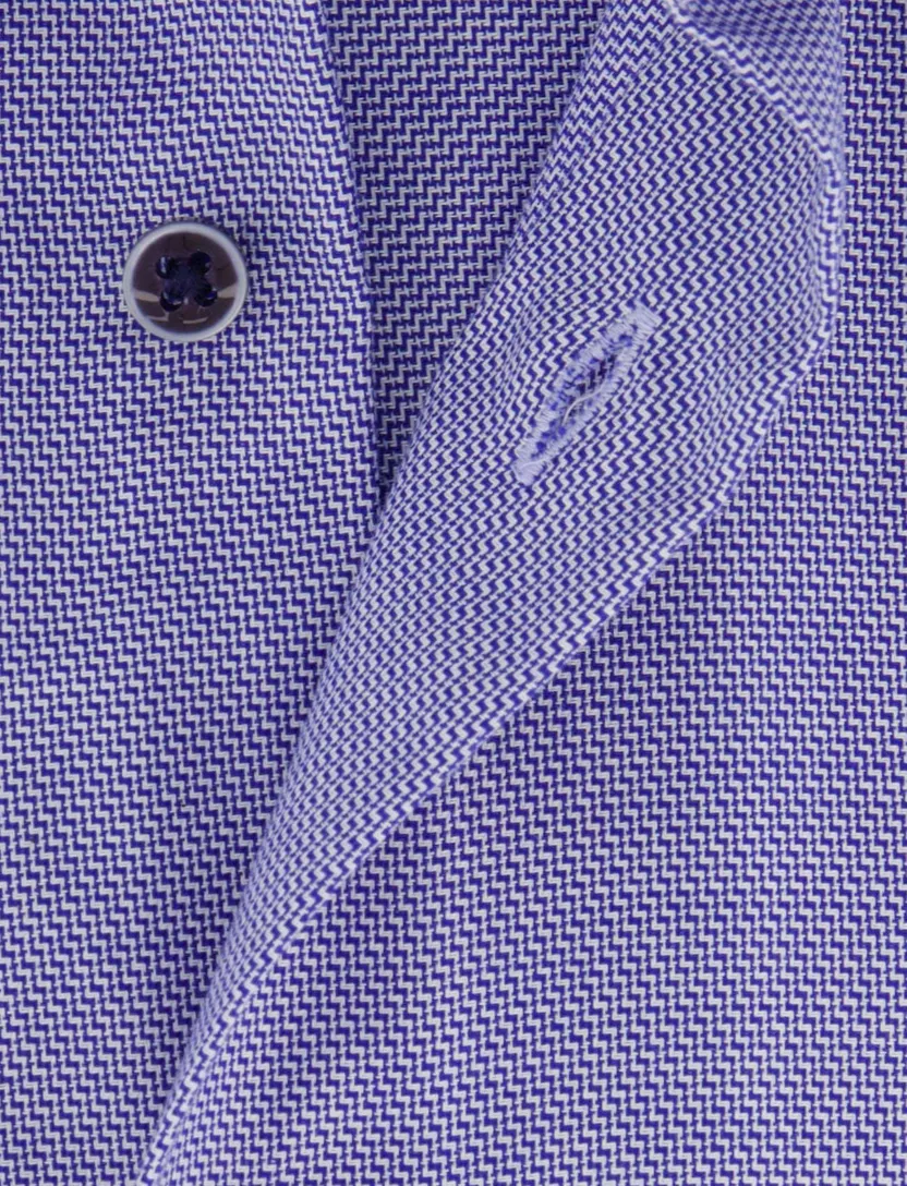 overhemd Eterna blauw Comfort Fit patroon strijkvrij