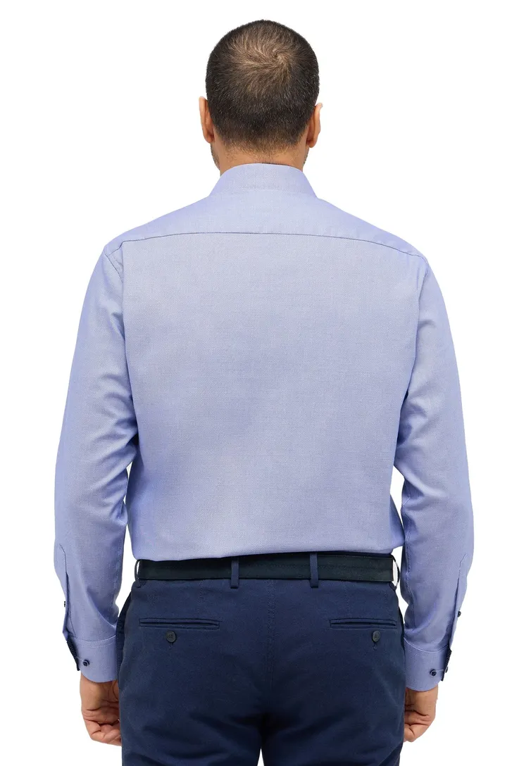 overhemd Eterna blauw Comfort Fit patroon strijkvrij