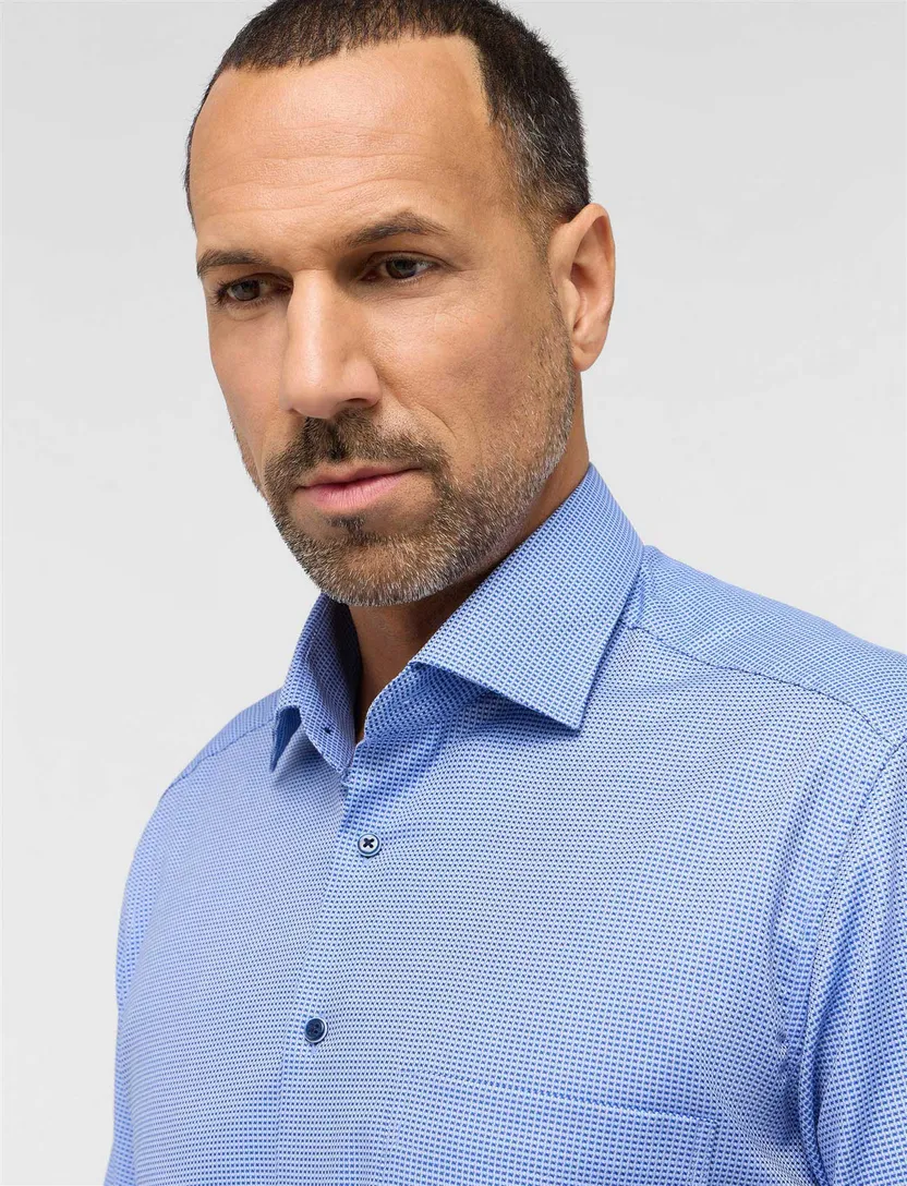 overhemd Eterna Comfort fit blauw geprint