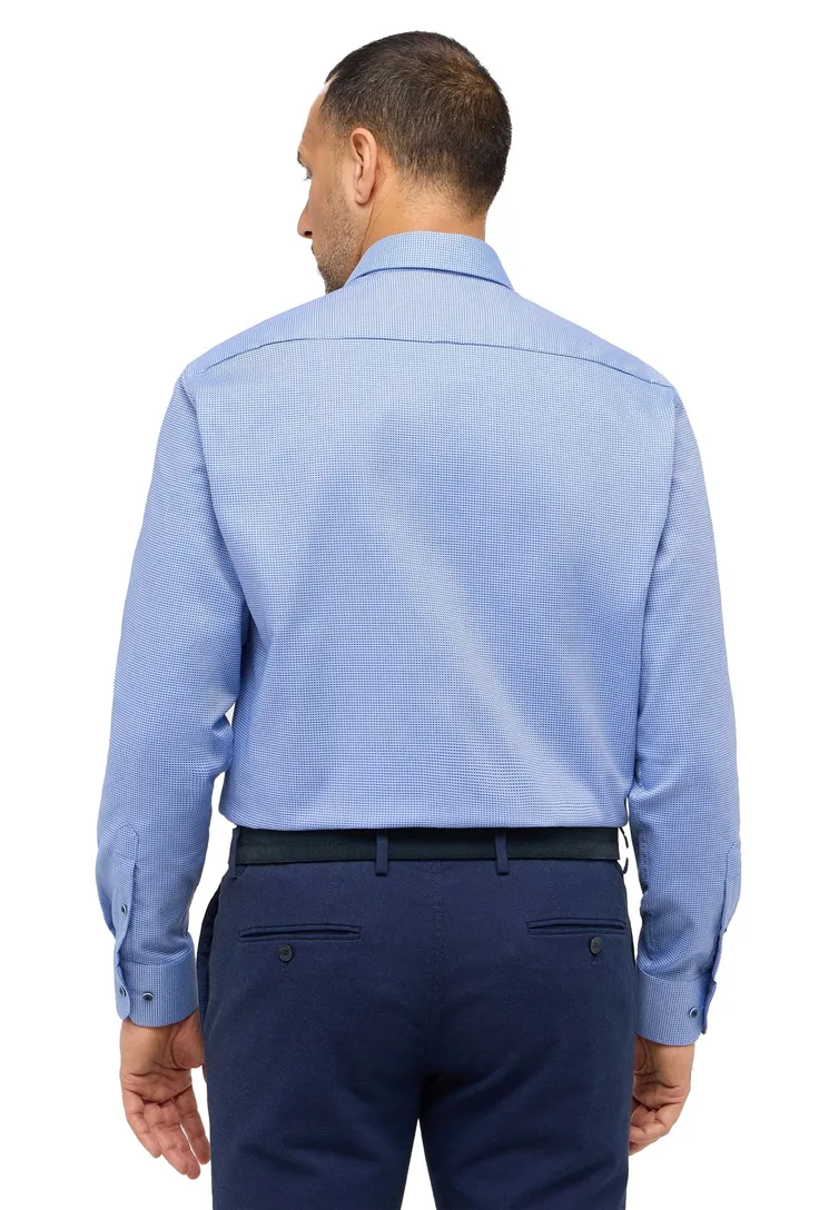 overhemd Eterna Comfort fit blauw geprint