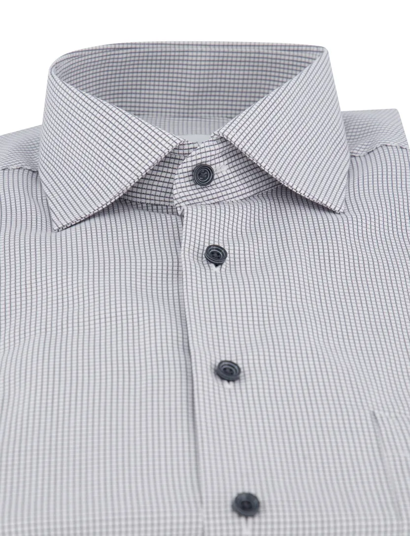Eterna overhemd grijs borstzak comfort fit
