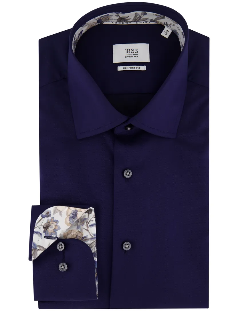 overhemd Eterna Luxury Comfort Fit donkerblauw