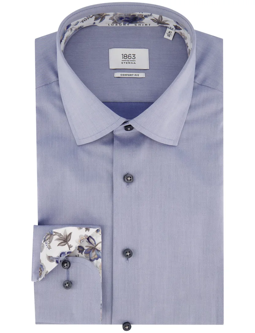 overhemd Eterna Luxury blauw Comfort Fit
