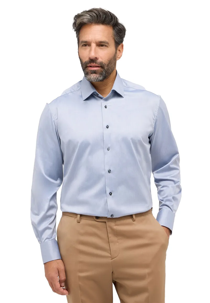 Eterna Luxury overhemd blauw Comfort Fit katoen